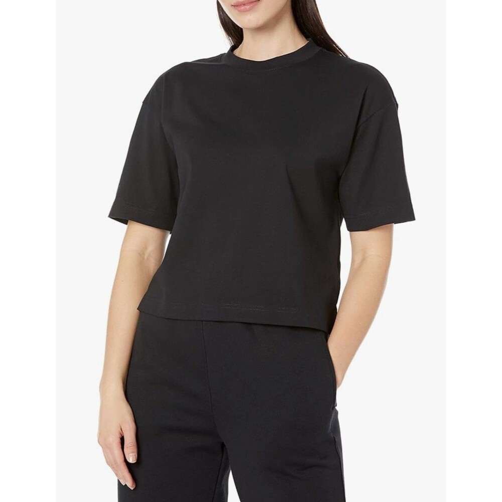 Amazon Essential Women's Organic Cotton Drop Shoulder Relaxed Tshirt 3XL Black
